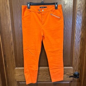 Polo Golf Ralph Lauren Women's Orange Cropped Pants Size 8 Flat Front Zip Pocket